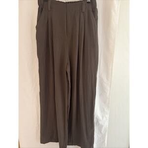 Halara Womens Medium Tall Brown Wide Leg Trousers Pleated Pull On Pants NWT